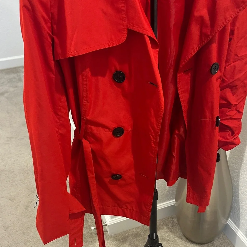 New York & Company Short Red Trench Coat - Picture 10 of 14